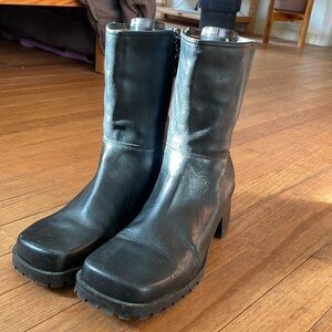 Tommy Hilfiger square toe black boots (10)